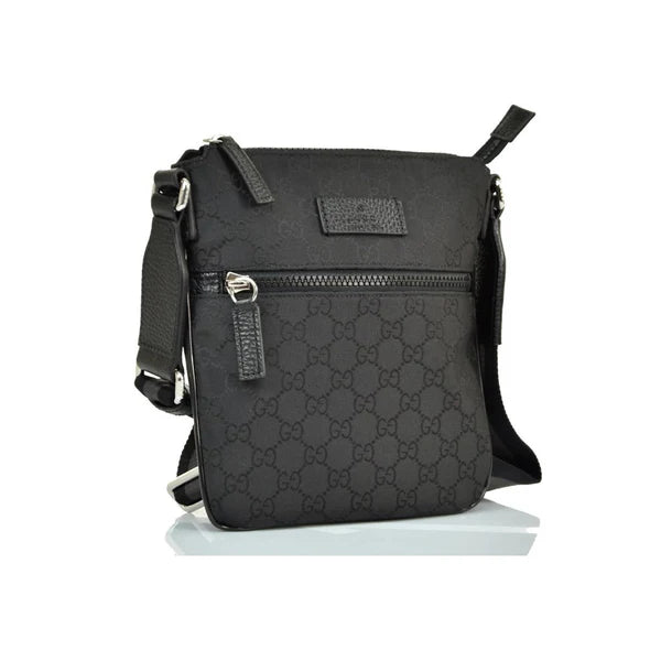 GG MEN'S BLACK FABRIC MESSENGER BAG