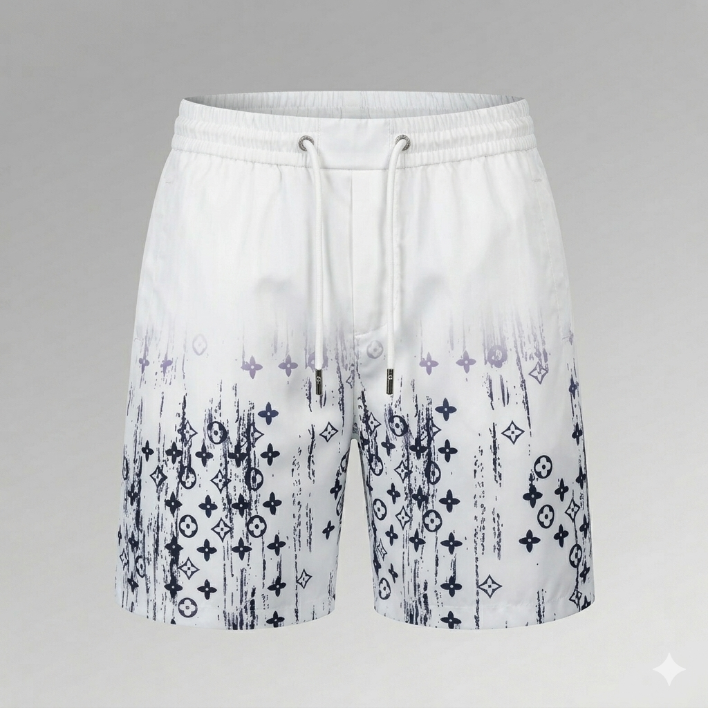 Badehose Monogram Aquarell Weiß