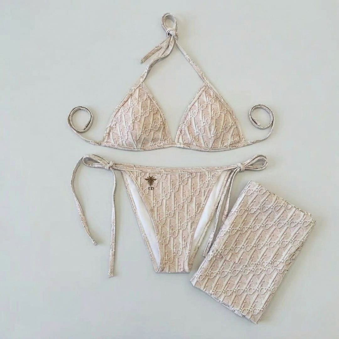 Bikini mit Miss Dior Monogramm Beige