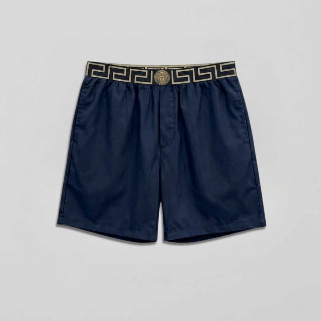 Badehose mit Greca-Bordüre Dunkelblau