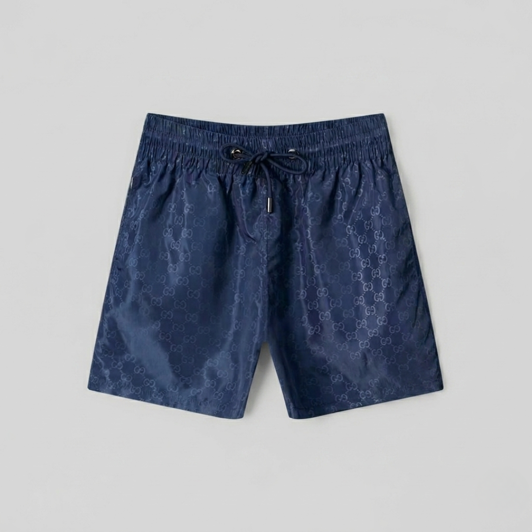 Badehose aus Mikro-Monogramm-Druck Dunkelblau