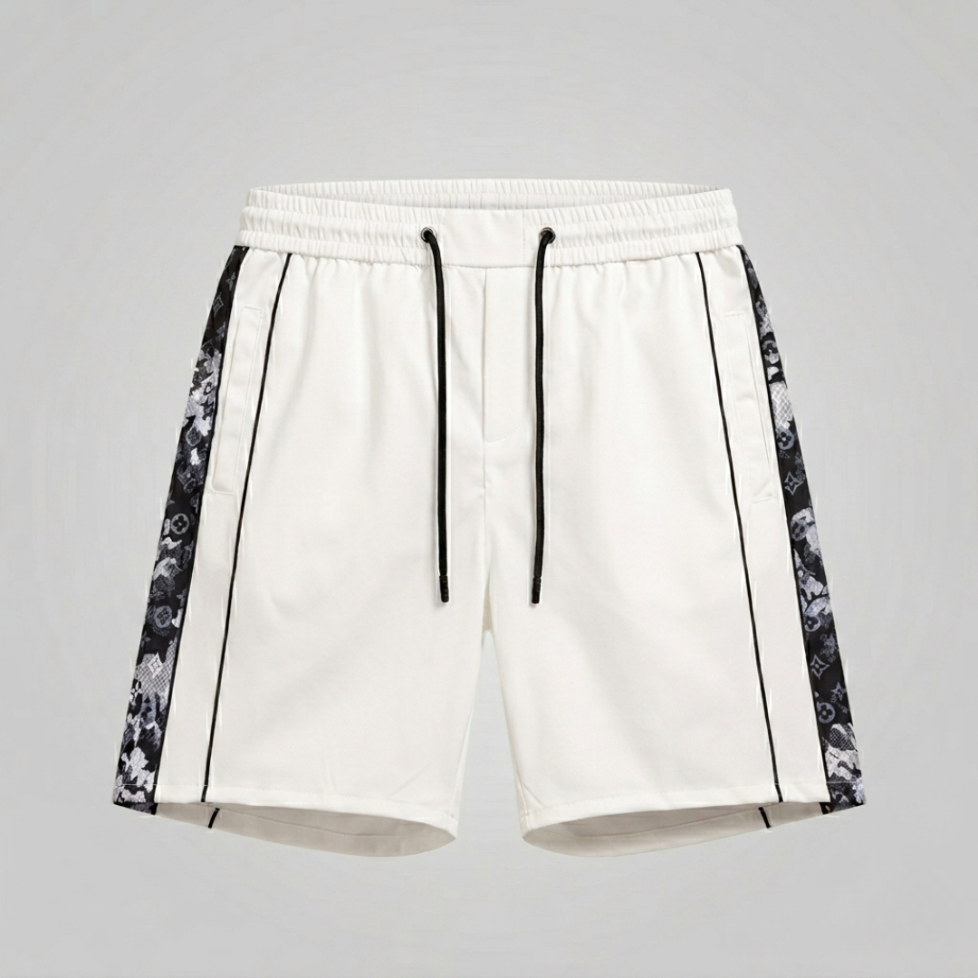 Badehose mit seitlichen Monogram-Streifen Weiß
