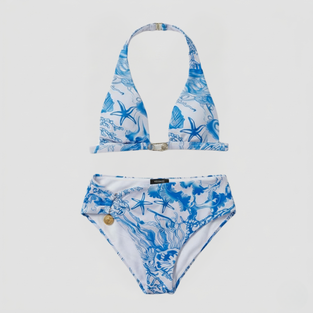 Bikini mit Seestern-Print Blau