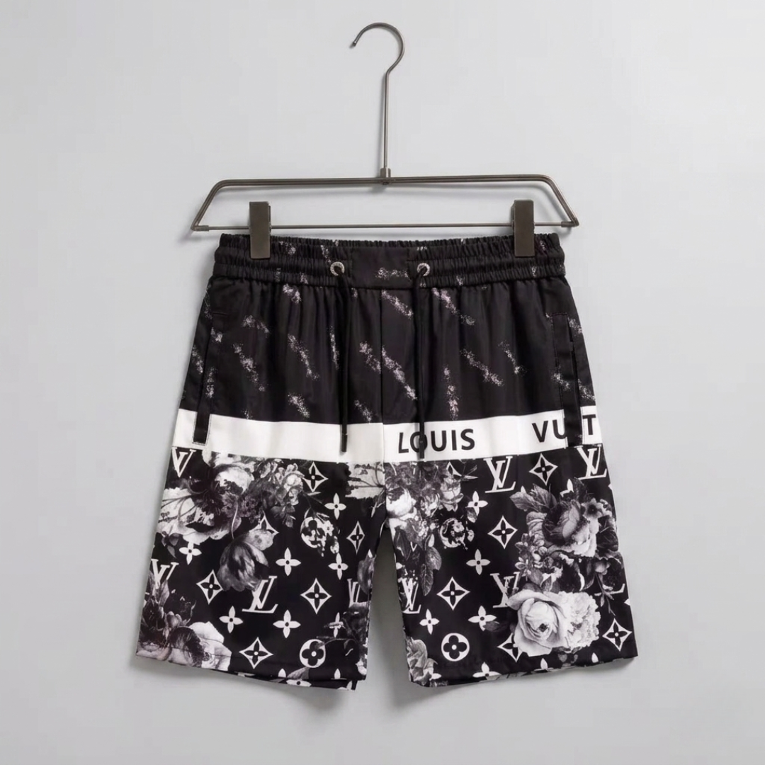Badehose Monogram Floral Tapestry Schwarz