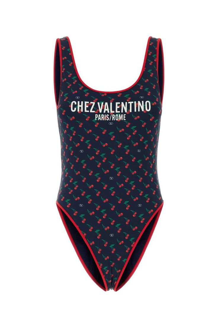 Chez VLTN Badeanzug mit Kirsch-Print