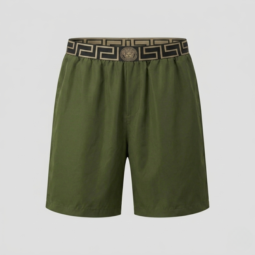 Badehose mit Greca-Bordüre Olivgrün