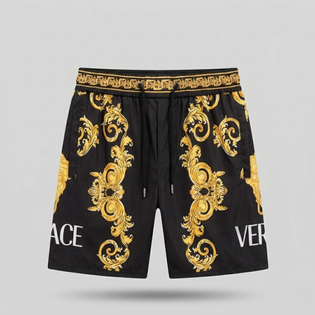 Badehose mit Barocco Signature Detail Schwarz