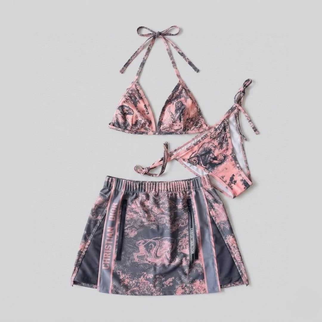 Bikini mit Wildwald-Print und Utility-Rock Rosa