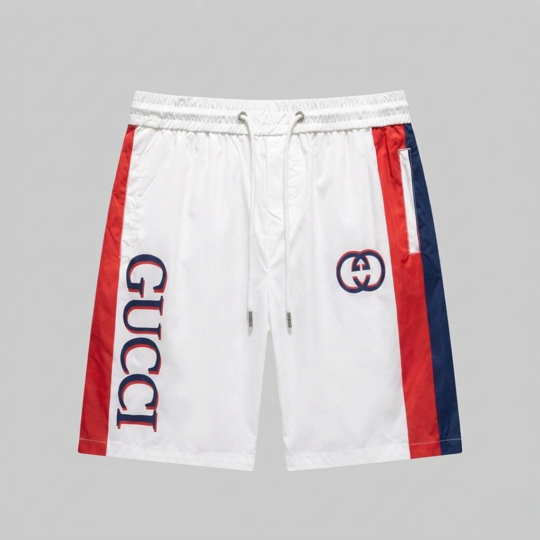 Badehose aus Logo-Streifen Weiß/Rot/Blau