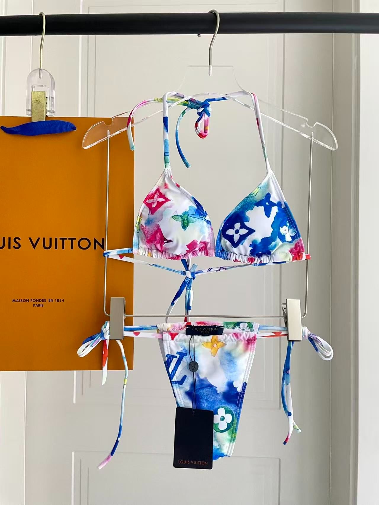 Watercolor Monogram Bikini Mehrfarbig