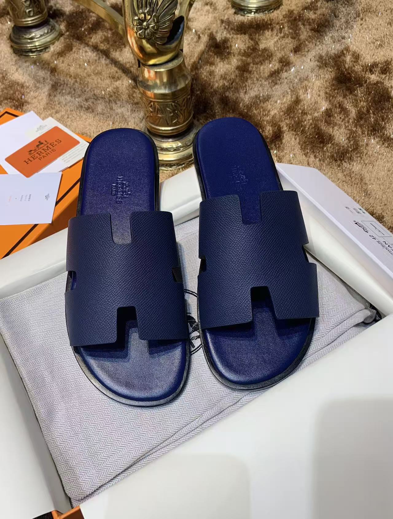 Herren-Sandalen Izmir aus blauem Epsom-Leder