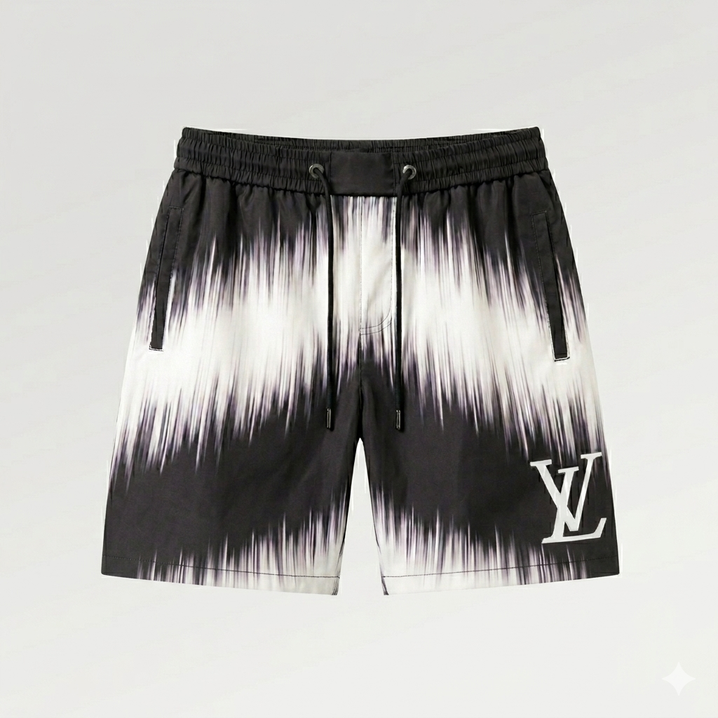 Badehose Monogram Wave-Effekt Weiß/Schwarz