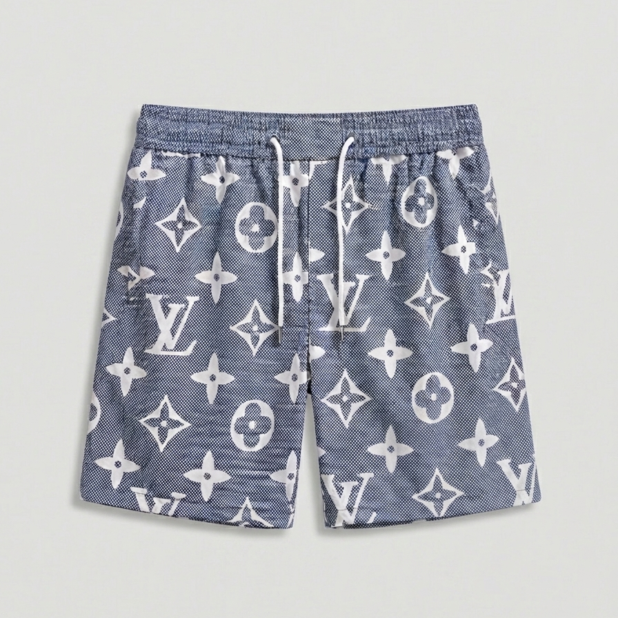Badehose Crosshatch Monogram Hellblau