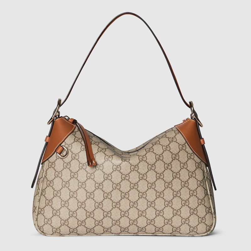 GG Emblem shoulder bag medium in beige fabric