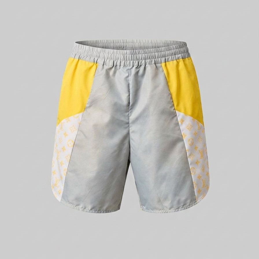 Badehose Color-Block Monogram Grau/Gelb