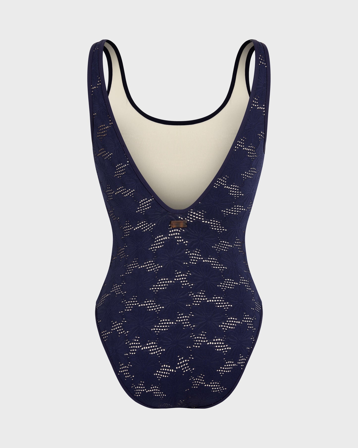 Badeanzug aus Jacquard mit Blumenmuster und englischer Stickerei