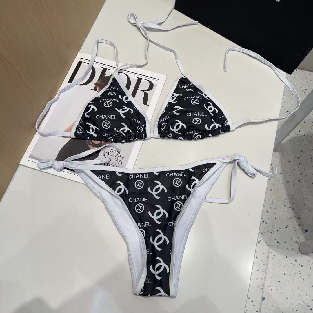 Bikini-Set mit Monogramm Schwarz