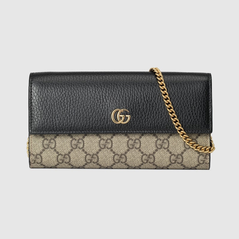 Two-tone GG Marmont wallet with chain
