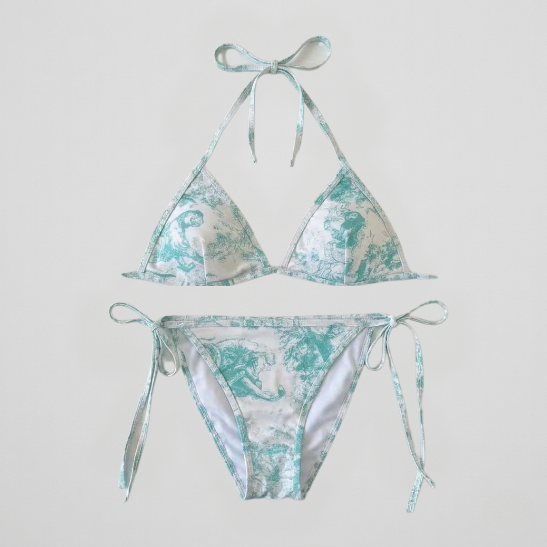 Bikini mit Toile-de-Jouy-Print Grün