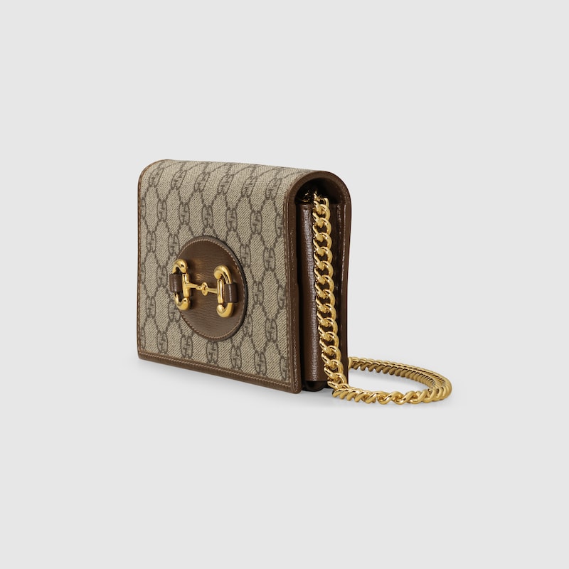 Horsebit 1955 wallet with chain in GG Supreme