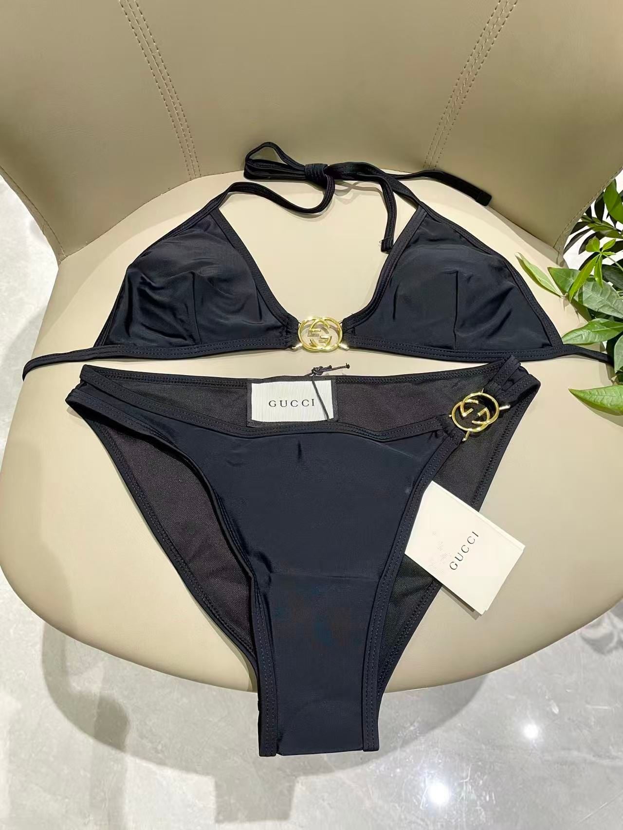Bikini aus schwarzem GG-Stretch-Jersey
