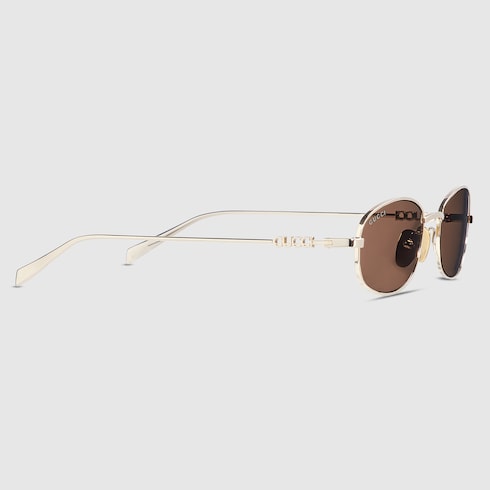 Ovale Sonnenbrille aus glänzendem Metall in hellem Gold Herren