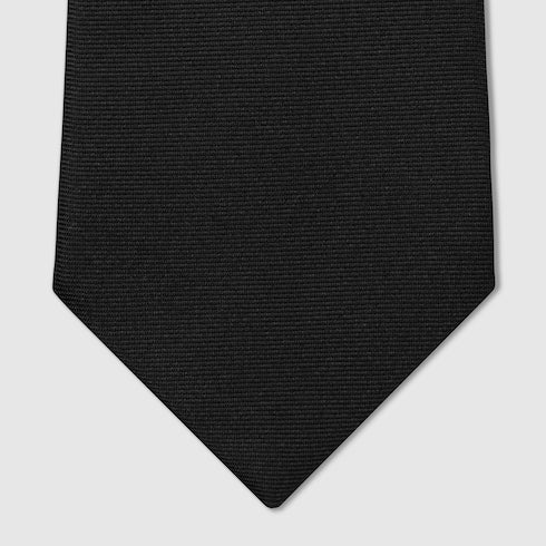 Black Jacquard Silk Tie with GG Emblem