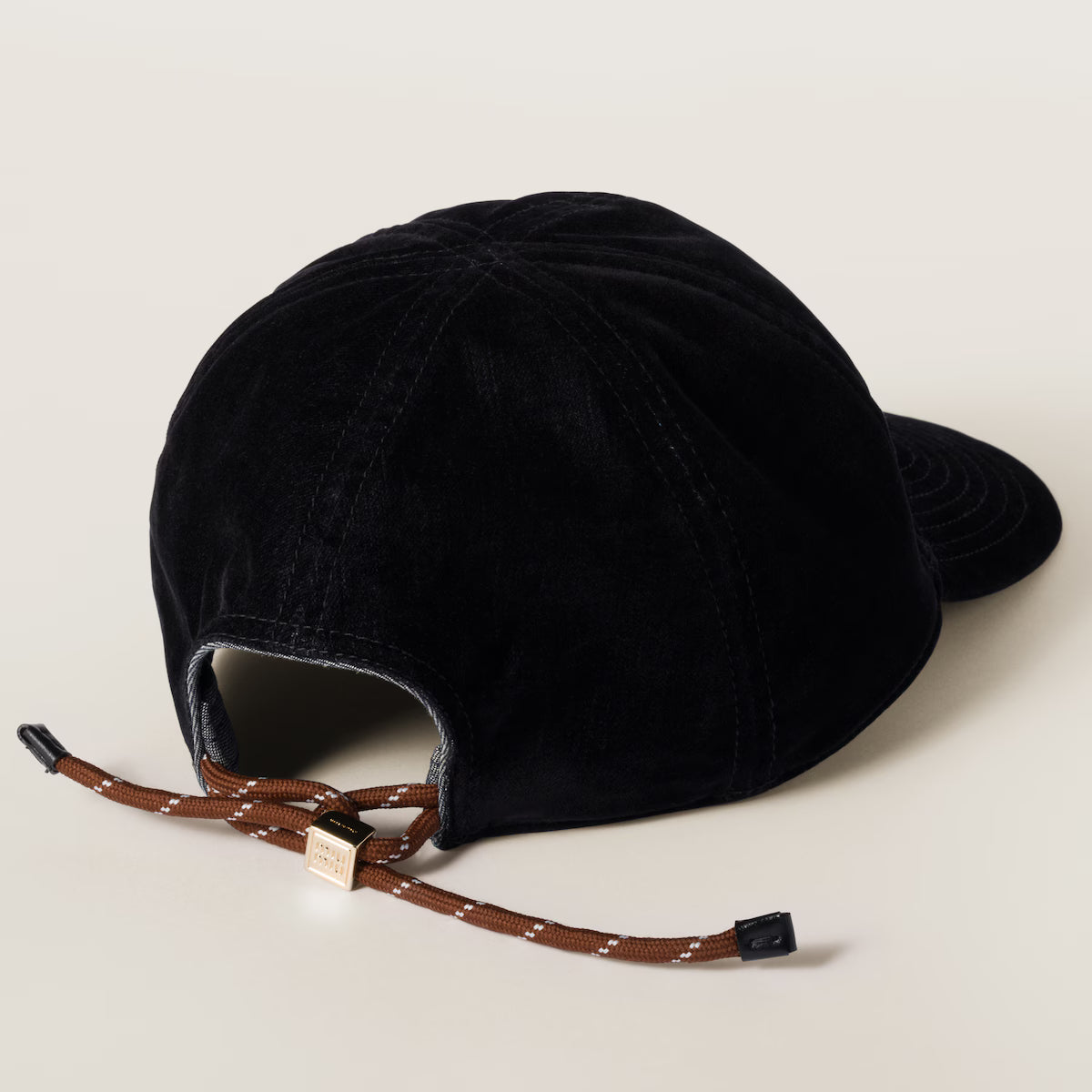 Baseballkappe aus Samt Schwarz/Tabak