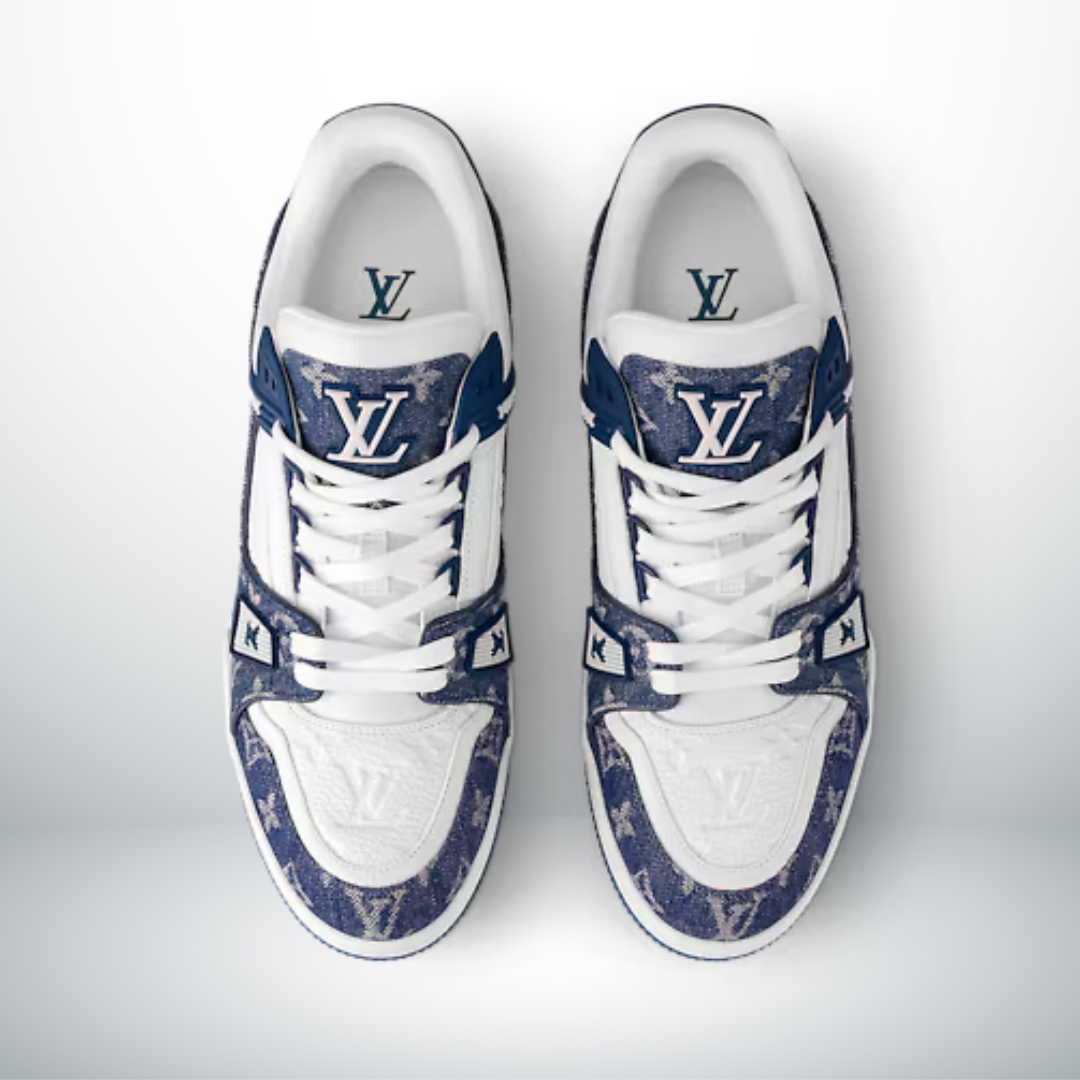 SCARPA DA TENNIS MONOGRAMMA DENIM BIANCO BLU