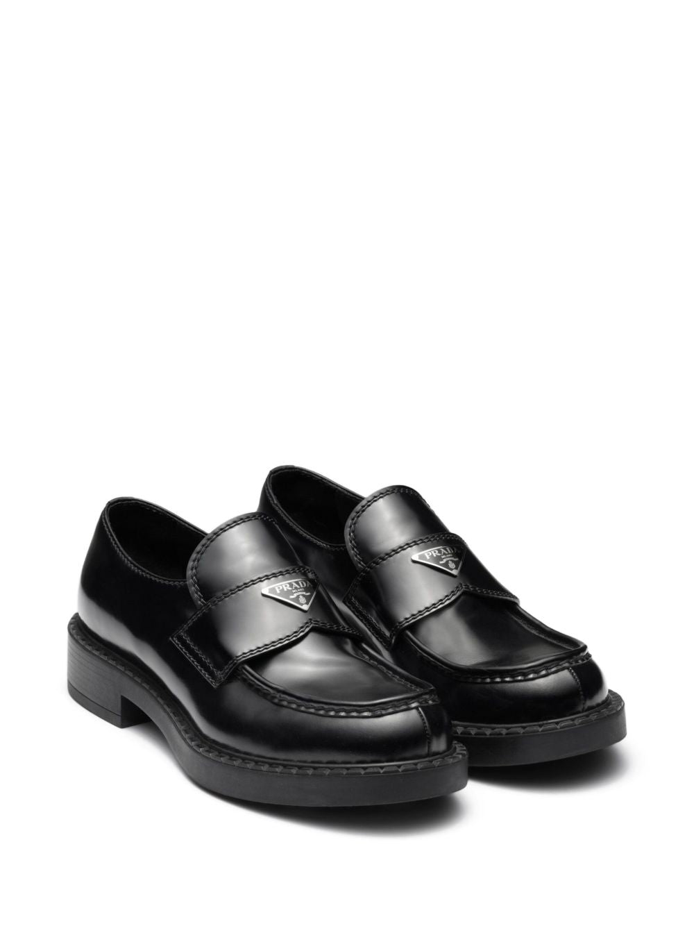 Brushed leather slippers in black