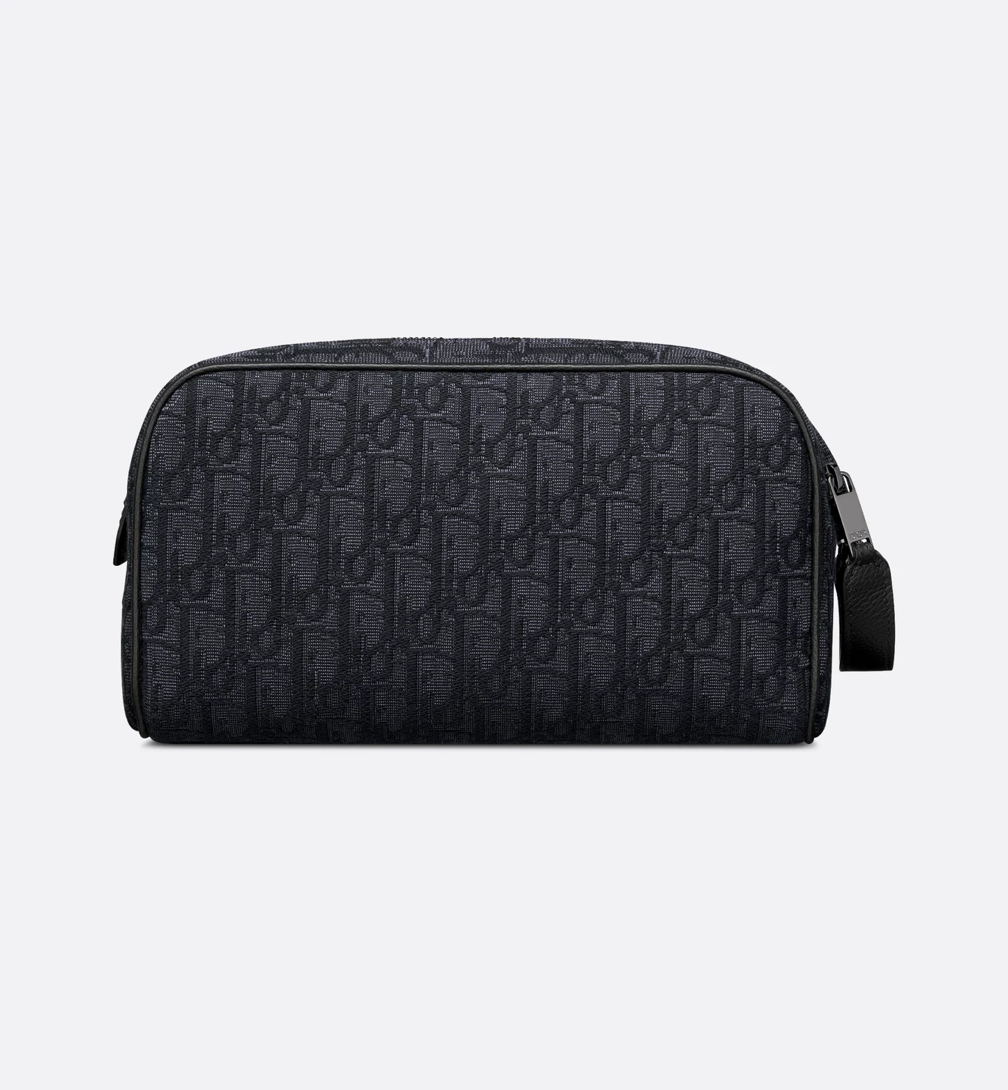 Toiletry bag black oblique jacquard and grained calfskin