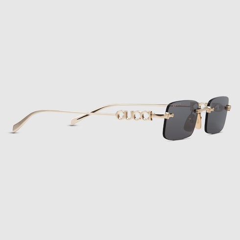 Rechteckige Sonnenbrille in Goldton Herren