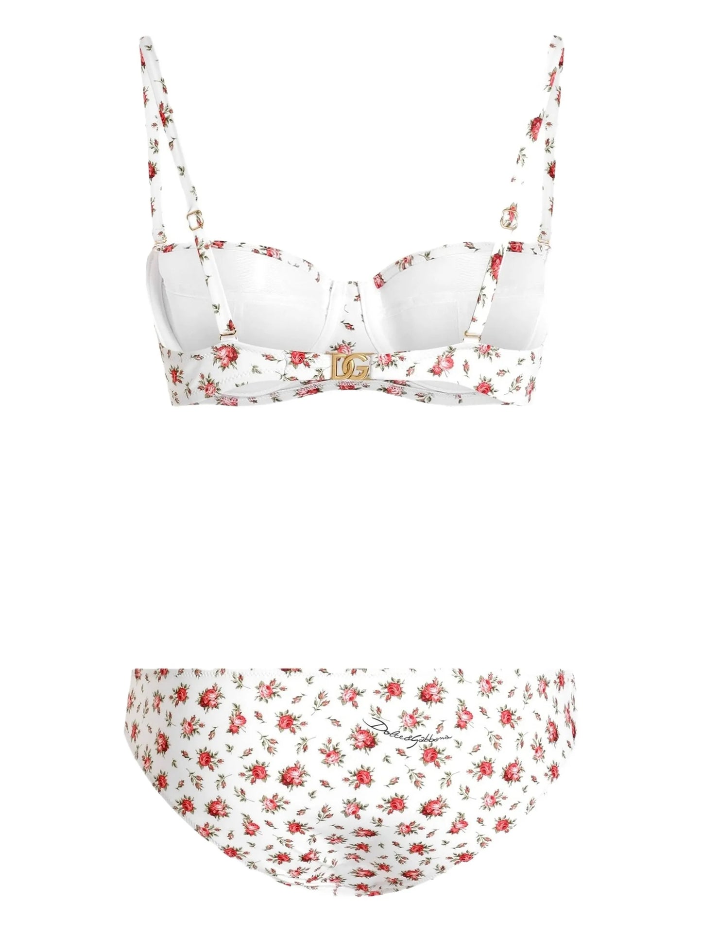 Bikini mit floralem Print Weiß