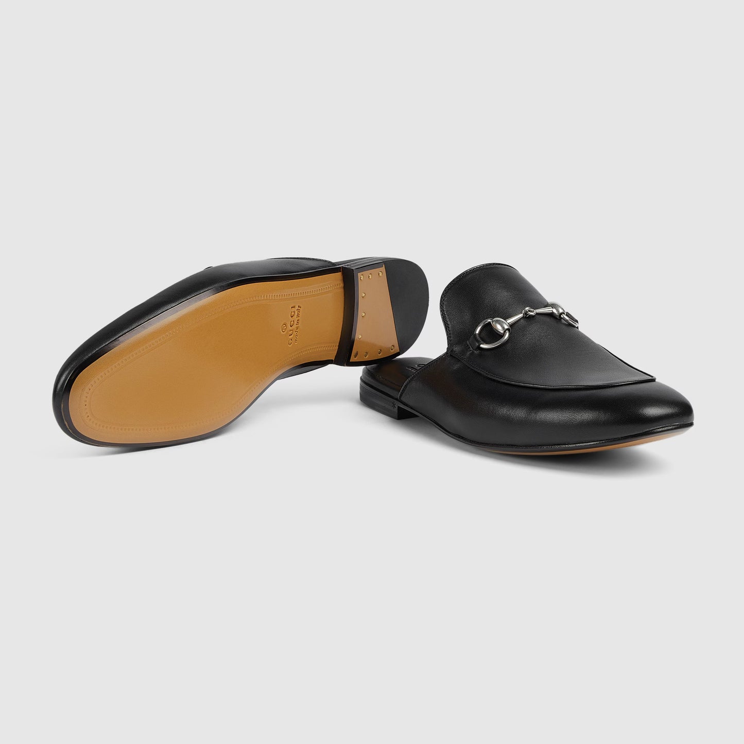 Herren-Mules mit Horsebit aus schwarzes Leder