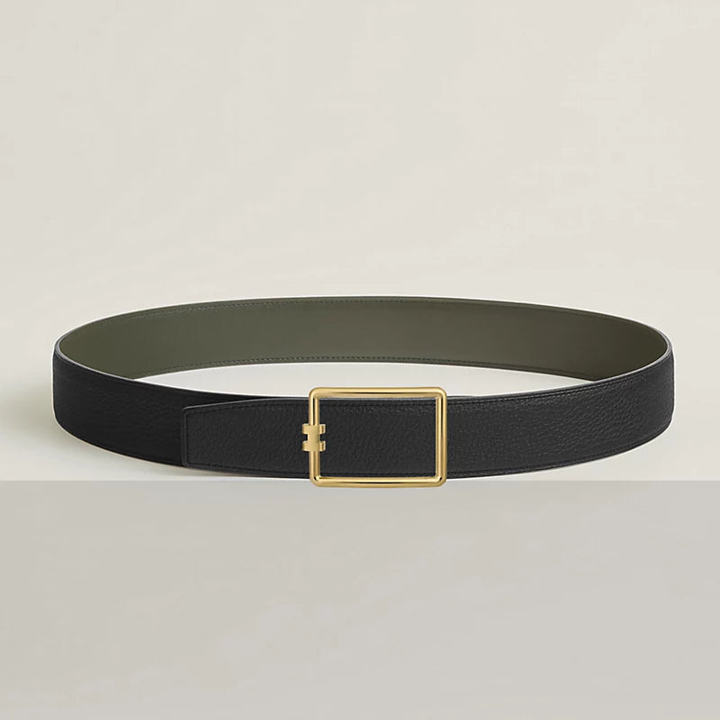 Gürtelschließe Tube H & Wendbarer Gürtelriemen 38 mm Grün/Schwarz Damen
