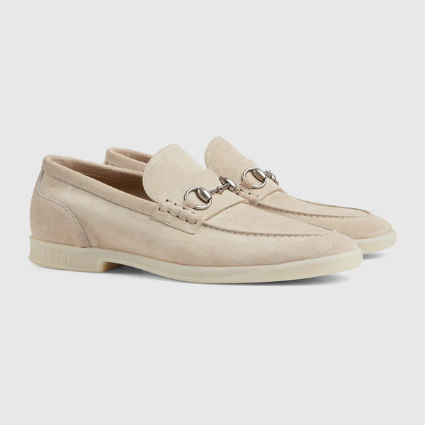 Men's moccasin with buckle in beige suede