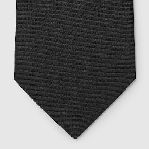 Krawatte aus Jacquardseide Schwarz mit GG-Morsetto