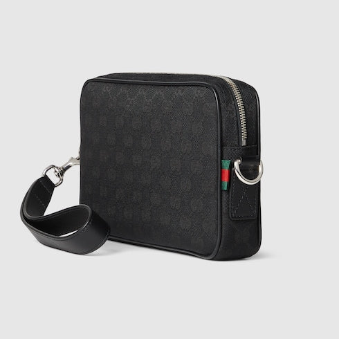 GG fabric shoulder bag black small size