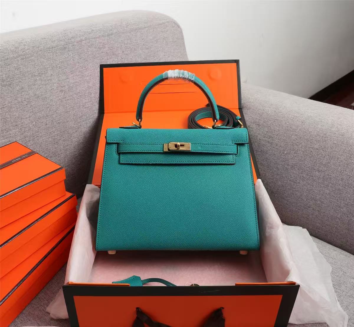 Kelly 25 Sellier Vert Cypres Epsom