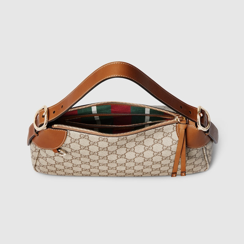 GG Emblem shoulder bag medium in beige fabric