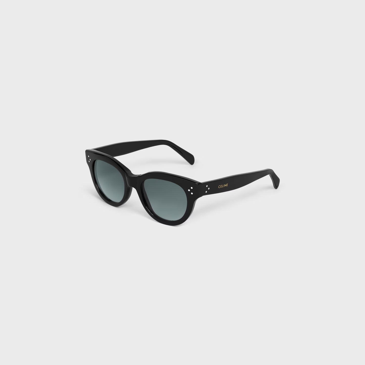 Runde S332 Sonnenbrille aus schwarzem Acetat für Damen