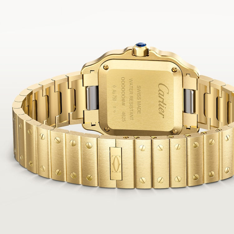 Santos gold watch with blued steel hands
