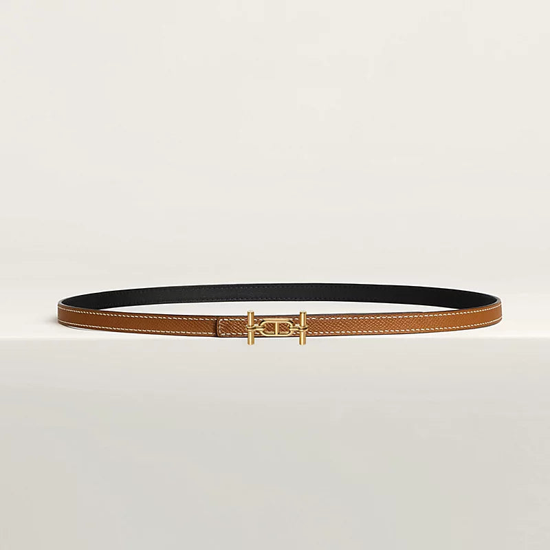 Gürtelschließe Ancre & Wendbarer Gürtelriemen 13 mm Schwarz/Gold Damen