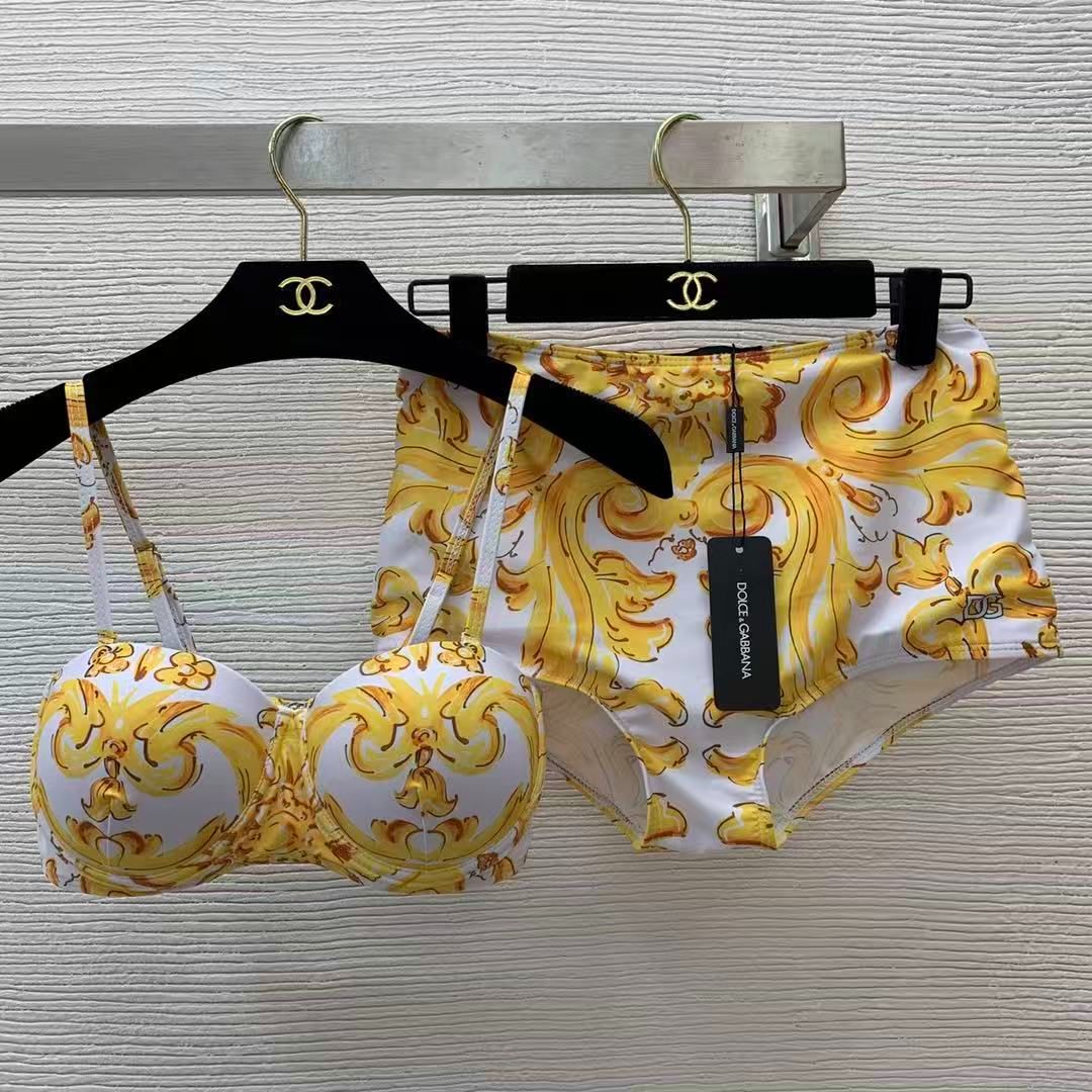 High-Waist-Bikini mit Barock-Print
