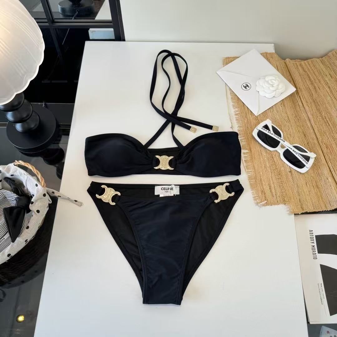 Triomphe Bikini-Set Schwarz mit goldenen Details