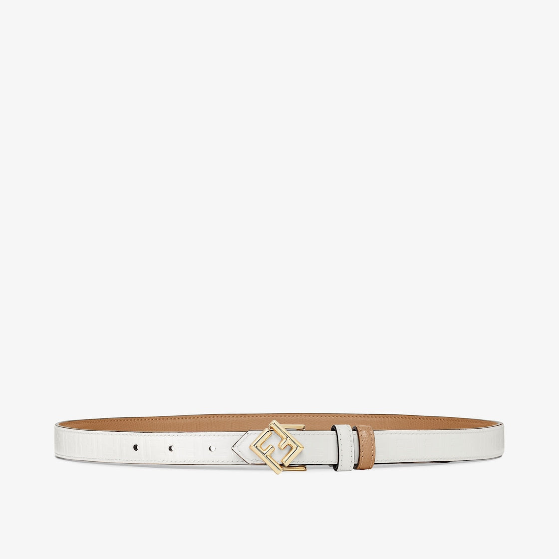 Women's reversible leather belt in beige