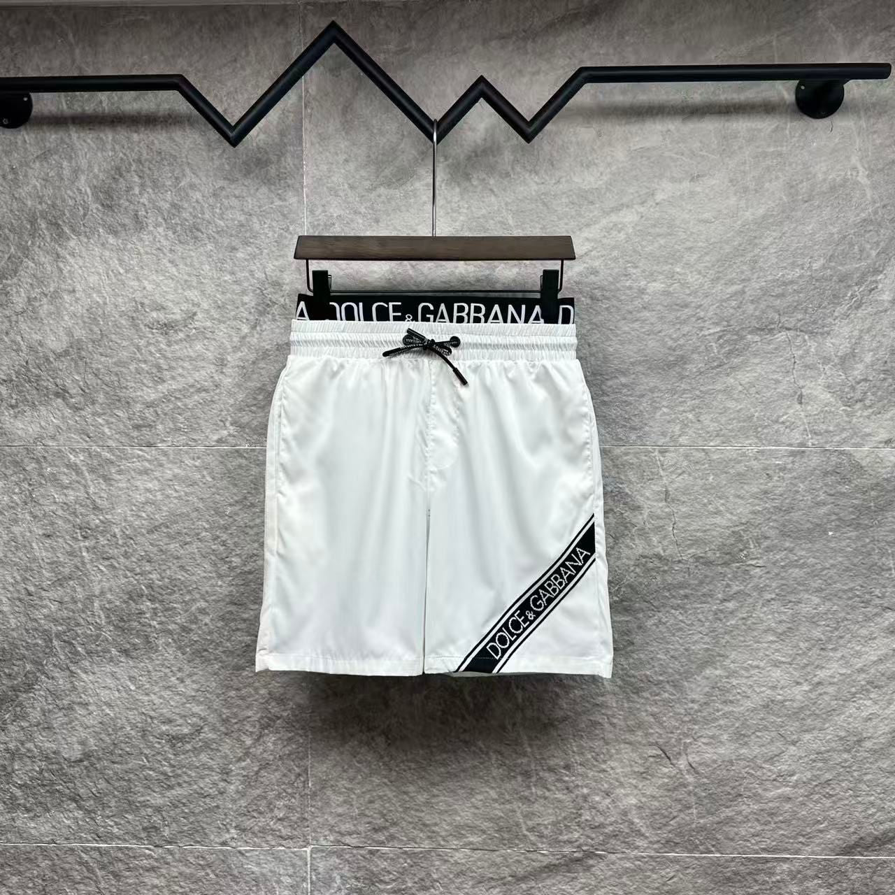 Badehose mit Kontrastierendem Seitenstreifen Weiß