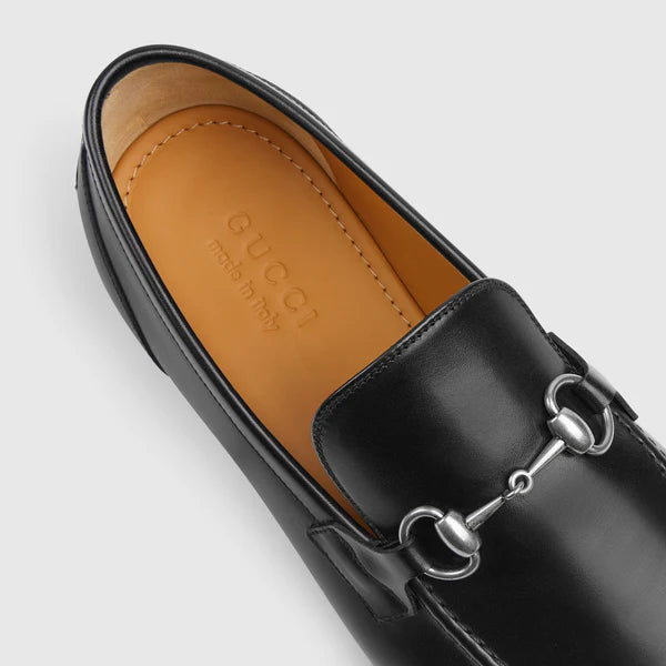 Men's GG Jordaan moccasin in black with silver buckle