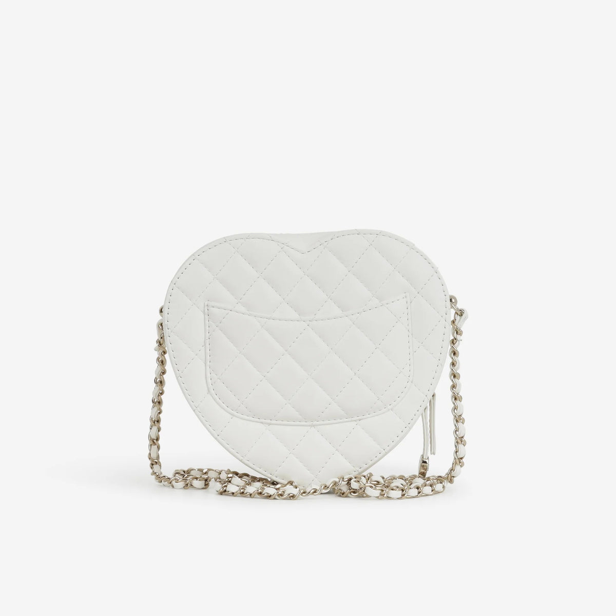 Große Heart Tasche aus weißem Lammleder