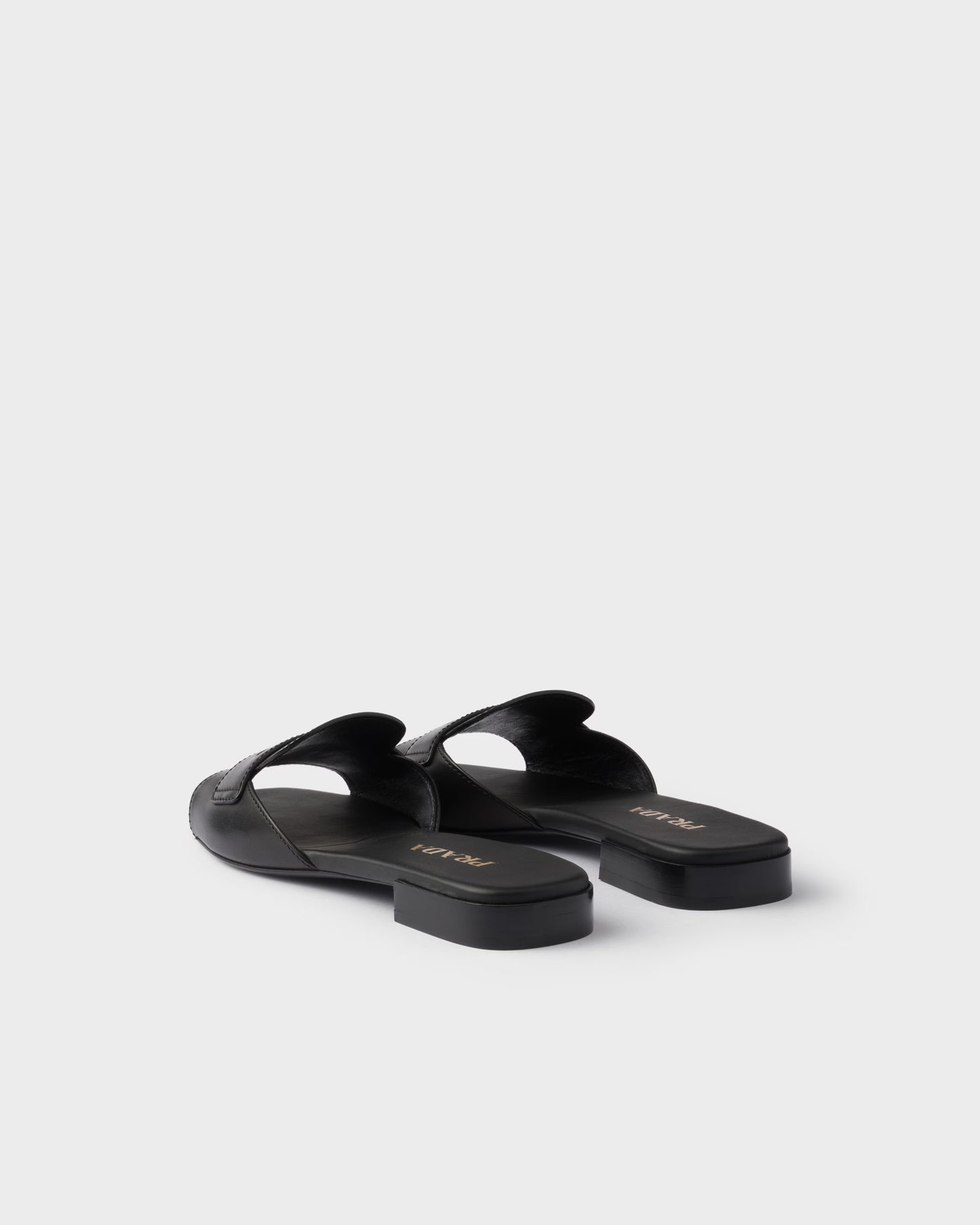 Black leather slider sandals